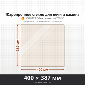Стекло 400*387 мм 4мм для Печи-Камина Огнеупорное 7789