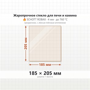 Стекло 185*205 мм 4мм для Печи Harvia (Харвия) 7257