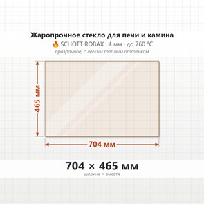 Стекло 704*465 мм 4мм для Печи-Камина Огнеупорное 9643