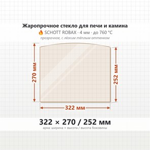 Стекло 322*270/252 мм 4мм (Арка) для Печи-Камина Огнеупорное 7419