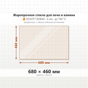 Стекло 680*460 мм 4мм для Печи-Камина Огнеупорное 23609