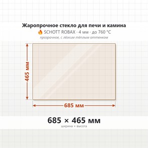 Стекло 685*465 мм 4мм для Печи-Камина Огнеупорное 10097