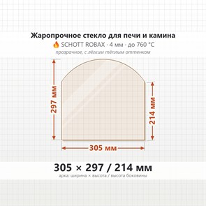 Стекло 305*297/214 мм 4мм для Печи-Камина Kratki Koza K7 9795